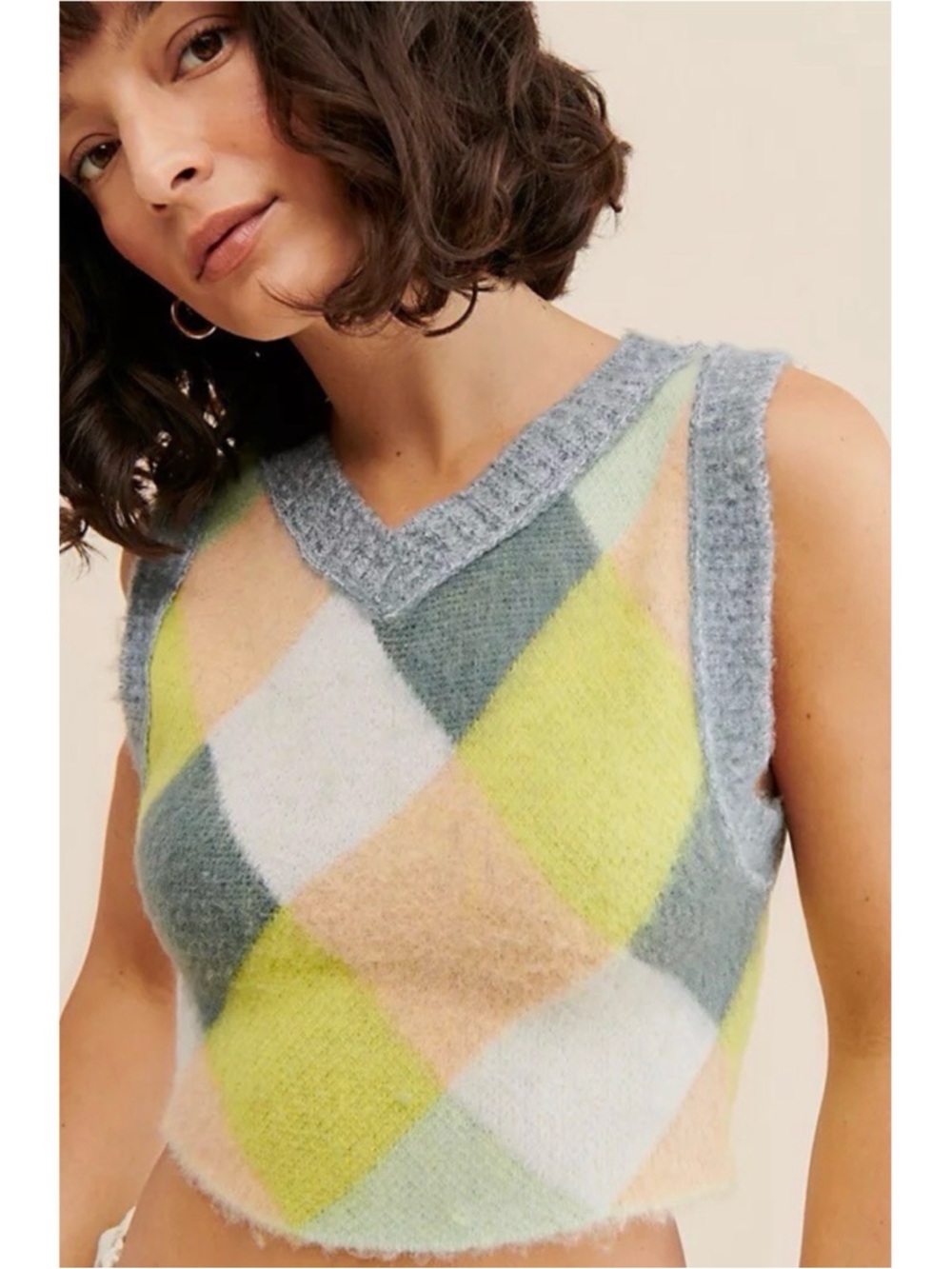Free People Quinn Sweater Vest Stormy Spring Combo Small - Picture 6 of 11